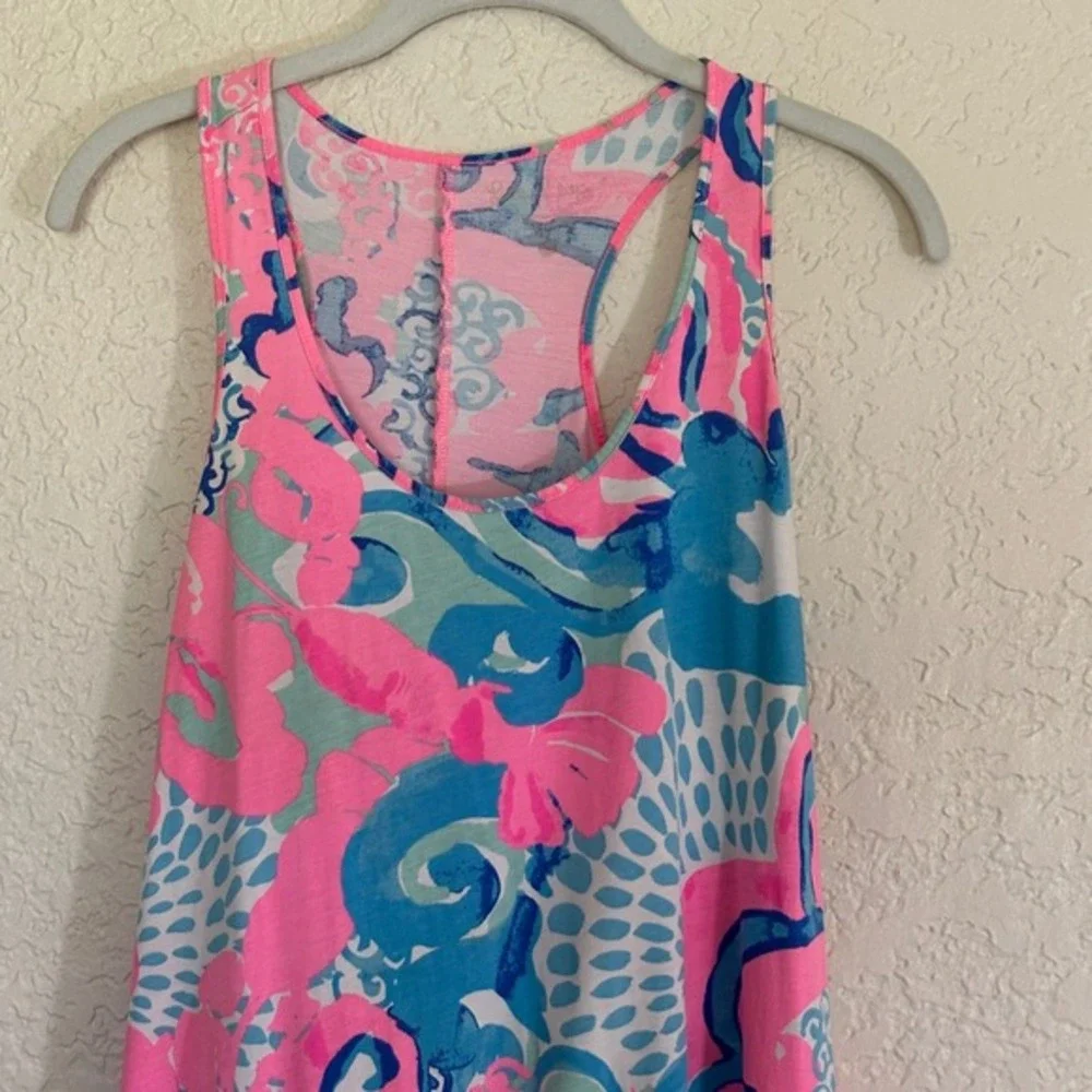 Lilly Pulitzer Tank Dress S Pink Blue Floral Sleeveless Im So Jelly Coral Reef - Picture 5 of 11